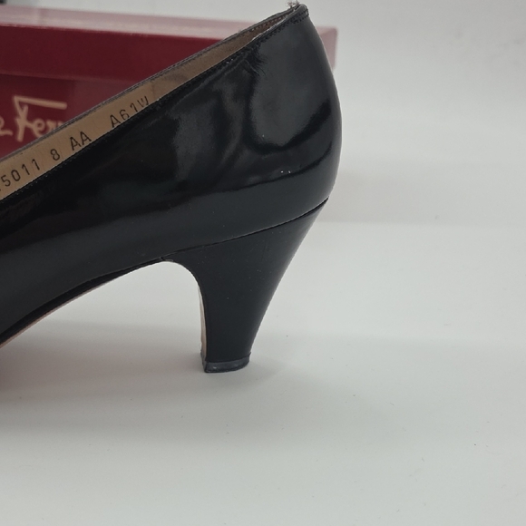 Salvatore Ferragamo Black Heels with Gold Trim - Picture 10 of 12